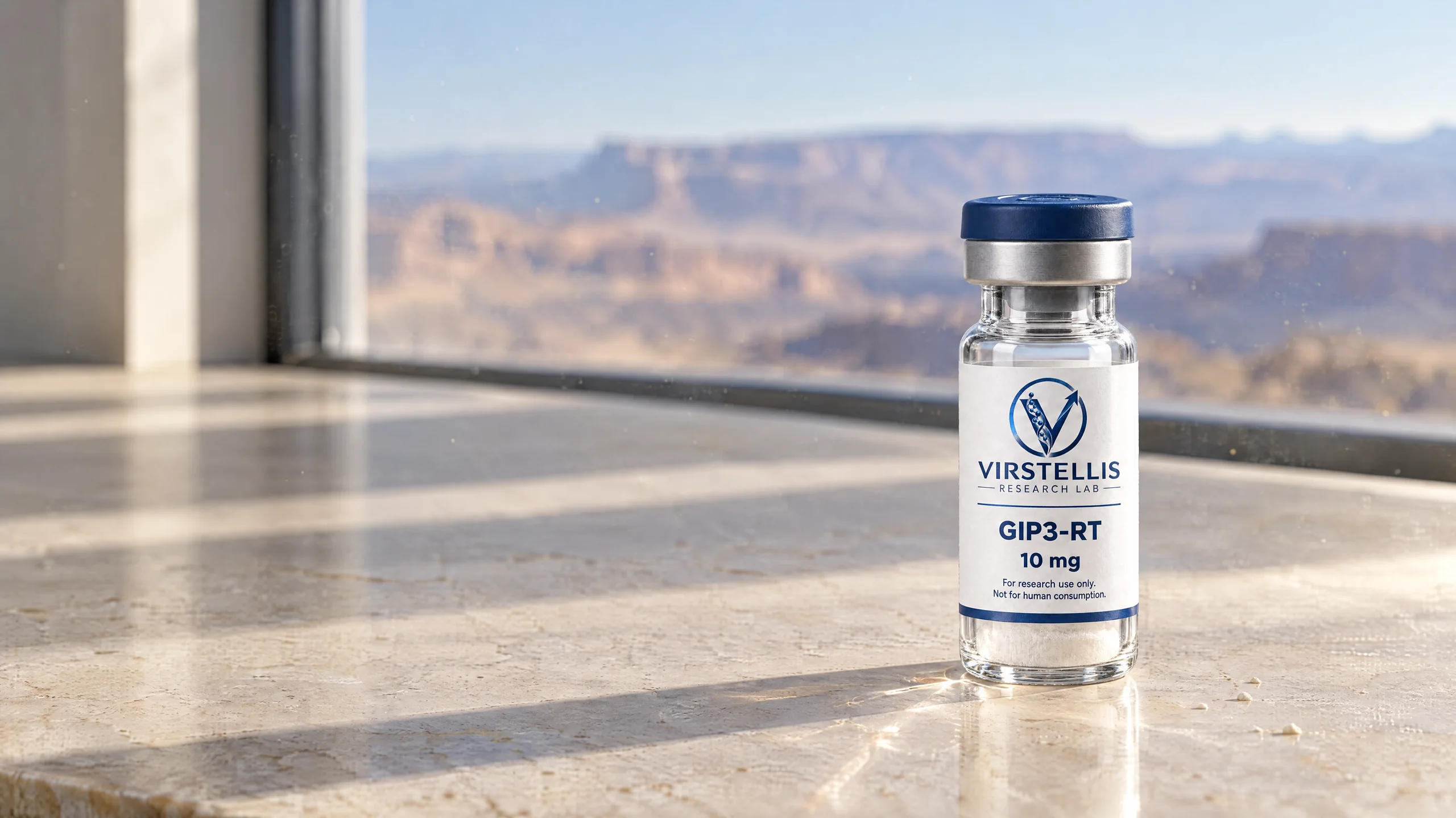 Virstellis vials on a quiet laboratory bench